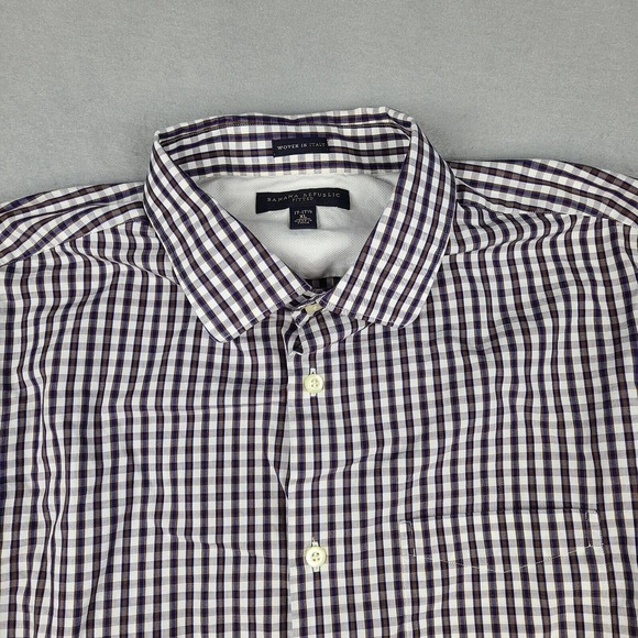 Banana Republic Shirt Men's XL 17-17 1/2 Multicolor Plaid Woven in Italy Fitted - Picture 2 of 10